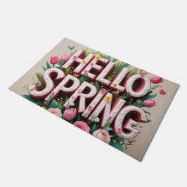 Felpudo Hola primavera con vibraciones de primavera