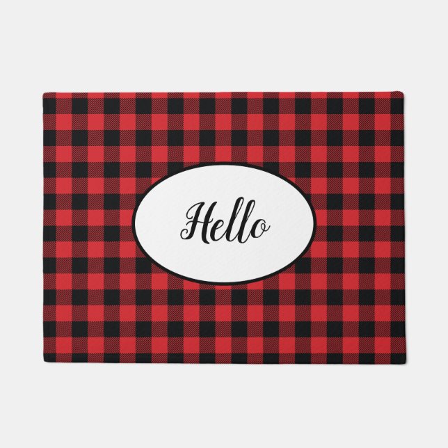 Felpudo Hola Red Black Buffalo Check Plaid (Anverso)