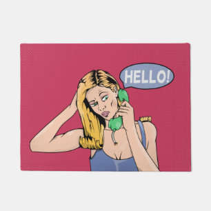 Felpudo Hola Retro Phone Woman