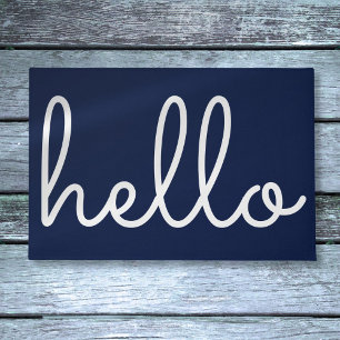 Felpudo Hola Stylish Modern Script Azul Marino
