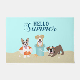 Felpudo Hola Summer Beach Dogs Blue