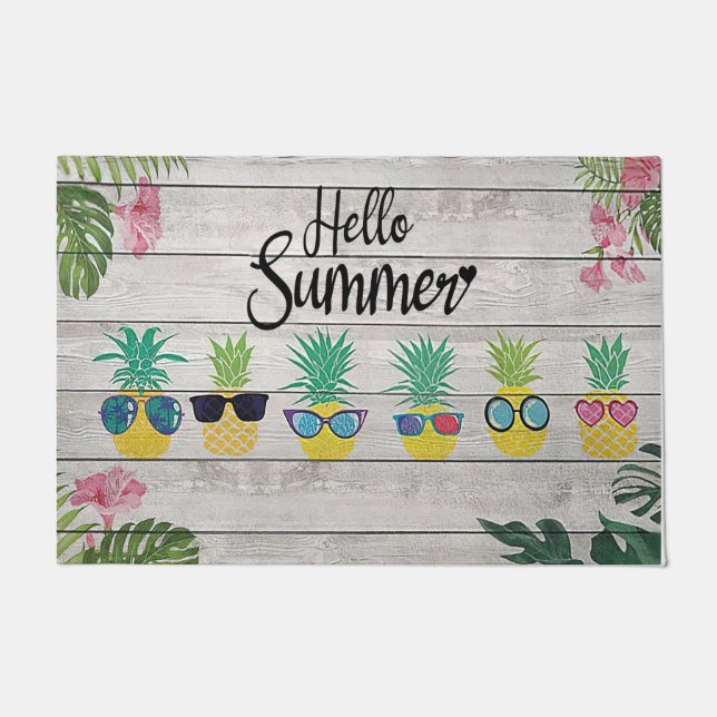 Felpudo Hola Summer Pineapple Doormat, bienvenida a la fru (Anverso)