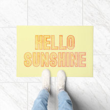 Hola Sunshine Retro Typografía Yellow Dote Mat