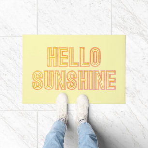 Felpudo Hola Sunshine Retro Typografía Yellow Dote Mat