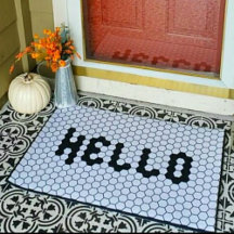 Hola Trendy Faux Tile Negro y Blanco Borde grueso