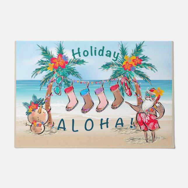 Felpudo Holiday Aloha Welcome Mat (Anverso)