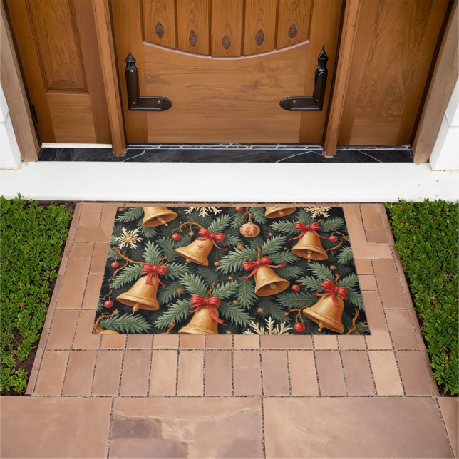 Felpudo Holiday Bells, Decorative Christmas Pattern, (Exterior)
