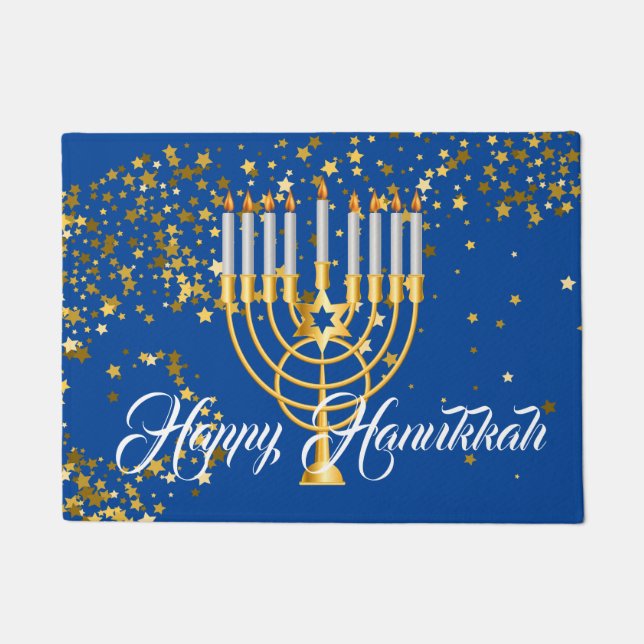 Felpudo Holiday Doormat-Happy Hanukkah (Anverso)