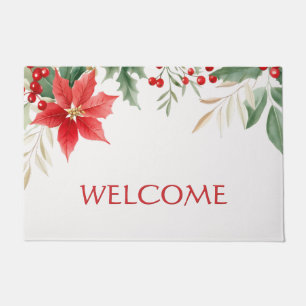 Felpudo Holiday Doormat Navidades de la Poinsettia Roja