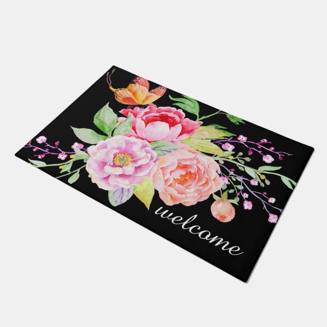 Felpudo holiES - Flores de primavera acuarela Bouquet 2 (Angular)