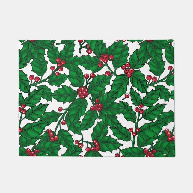 Felpudo Holly berry sobre blanco (Anverso)