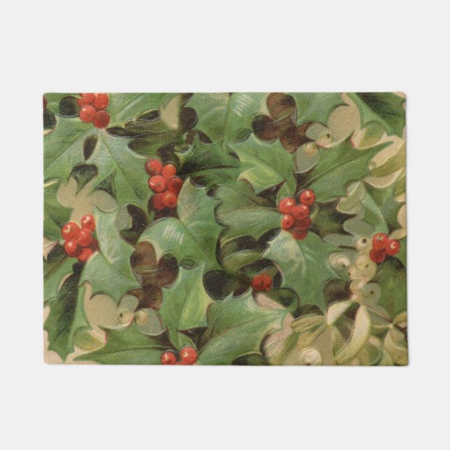 Felpudo Holly Tree Navidades Holiday Vintage (Anverso)
