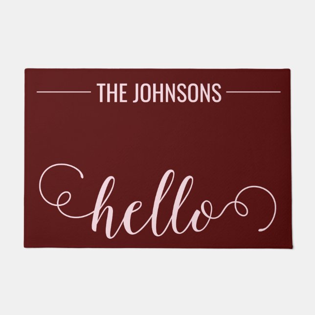 Felpudo HOLO Nombre familiar personalizado Bienvenido Mat  (Anverso)
