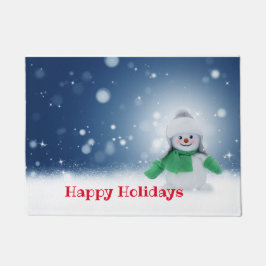 Felpudo Hombre de nieve con una bufanda verde