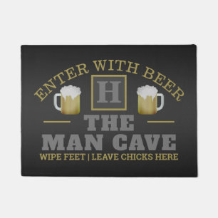 Felpudo HOMBRE gracioso CAVE con Monograma y cerveza en GR
