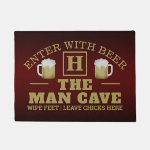 Felpudo HOMBRE gracioso CUEVA con monograma y cerveza en M