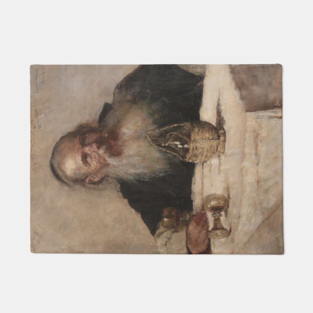 Felpudo Hombre judío bebiendo vino (por Olga Boznanska) (Anverso)