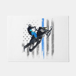 Felpudo Hombres de la bandera estadounidense en moto de ni