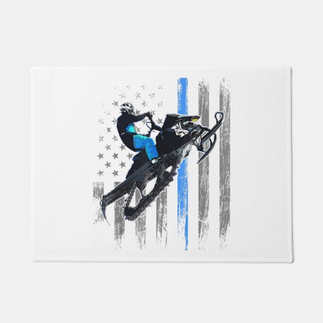 Felpudo Hombres de la bandera estadounidense en moto de ni (Anverso)