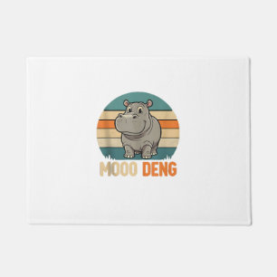 Felpudo Hombres Moo Deng_ Bebé Adorable Hippo, Retro Sunse