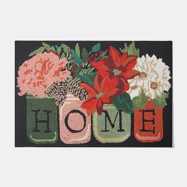 Felpudo  Home Flower Door Mat, Floral Welcome Mat (Anverso)