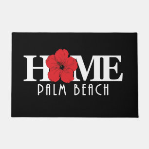 Felpudo HOME Palm Beach Florida Red Hibiscus