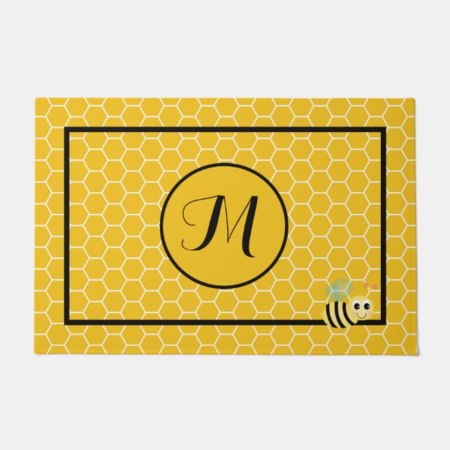 Felpudo Honeycomb Con Monograma 24" x 36" Estaca De Puerta (Anverso)