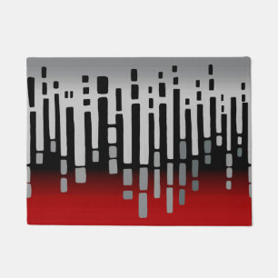 Felpudo Horizonte abstracto, rojo, gris claro, negro