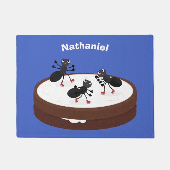 Felpudo Hormigas felices patinando hielo en personalizado  (Anverso)