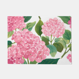 Felpudo Hortensia Rosa Acuarela Floral Costera
