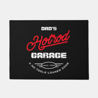 Felpudo Hotrod Garage Name Neon Effect Saying Retro Black
