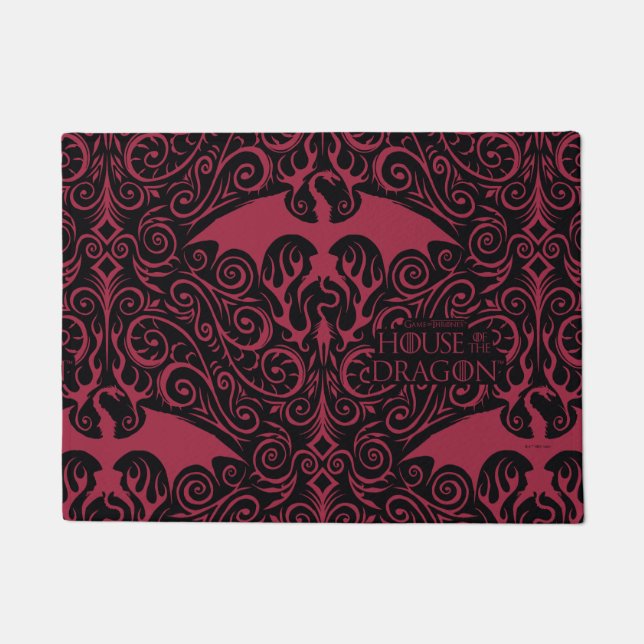 Felpudo HOUSE OF THE DRAGON | Red Dragon Filigree Pattern (Anverso)
