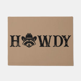 Felpudo Howdy Cowboy Raccoon Western Funny Welcome Mat