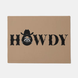 Felpudo Howdy Cowboy Raccoon Western Funny Welcome Mat