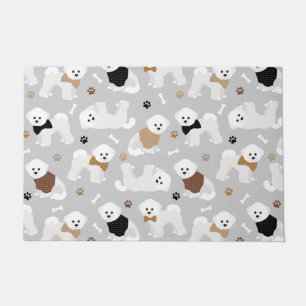 Felpudo Huesos de Bichon Frise y gris