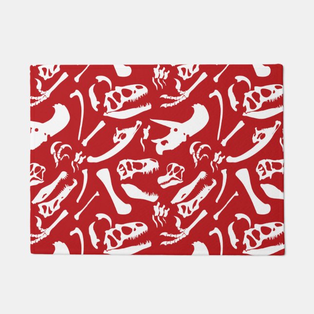 Felpudo Huesos de dinosaurio (rojo) (Anverso)