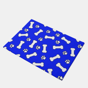 Felpudo Huesos de perro y pinturas imprimen patrones azul 