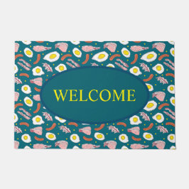 Felpudo Huevo azul Verde azulado divertido y desayuno frit