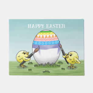 Felpudo huevo de Pascua pintado por las dos gallinas