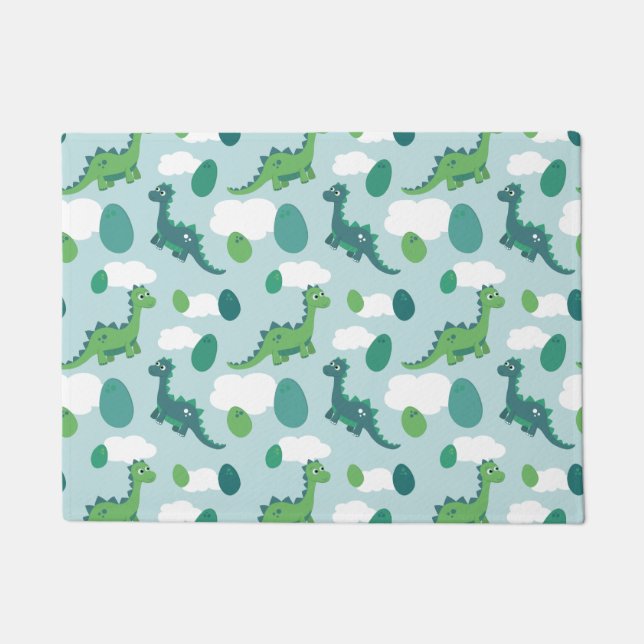 Felpudo Huevos de dinosaurio de queso azul patrón verde (Anverso)