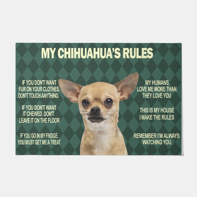 Felpudo Humor Cihuahua Perro gobierna Mat, Chihuahua Propi (Anverso)
