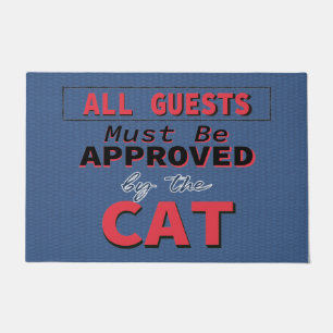 Felpudo Humor de gato gracioso puerta de bienvenida azul