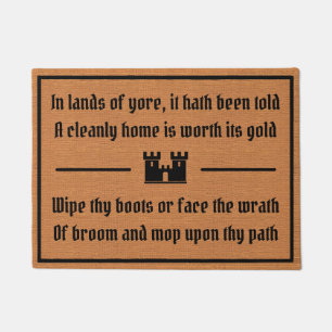 Felpudo Humor medieval divertido Rustic Brown Minimalista
