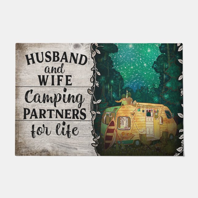 Felpudo Husband And Wife Camping Partners For Life (Anverso)