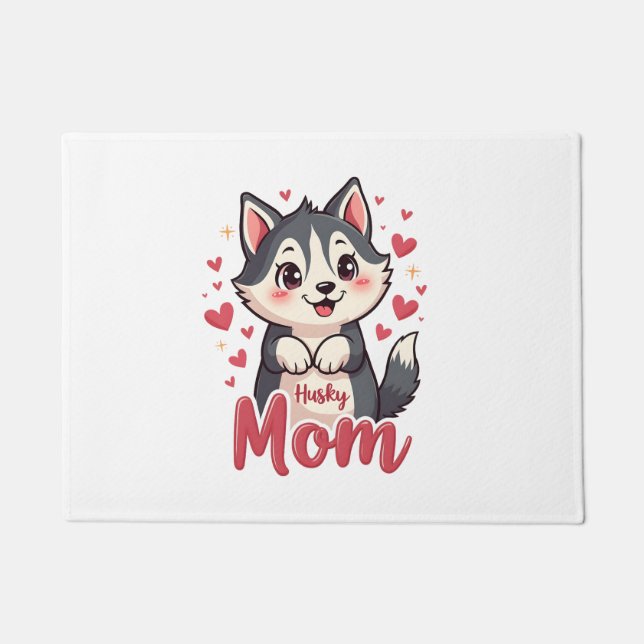 Felpudo Husky Dog Mom Cute Kawaii Design (Anverso)