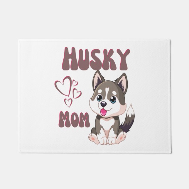 Felpudo Husky Dog Mom Kawaii Puppy Cute Gracioso diseño (Anverso)