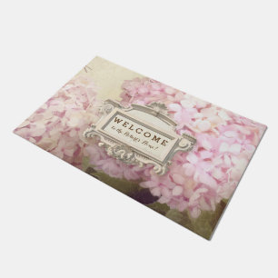 Felpudo Hydrangea personalizado recepción del rosa del