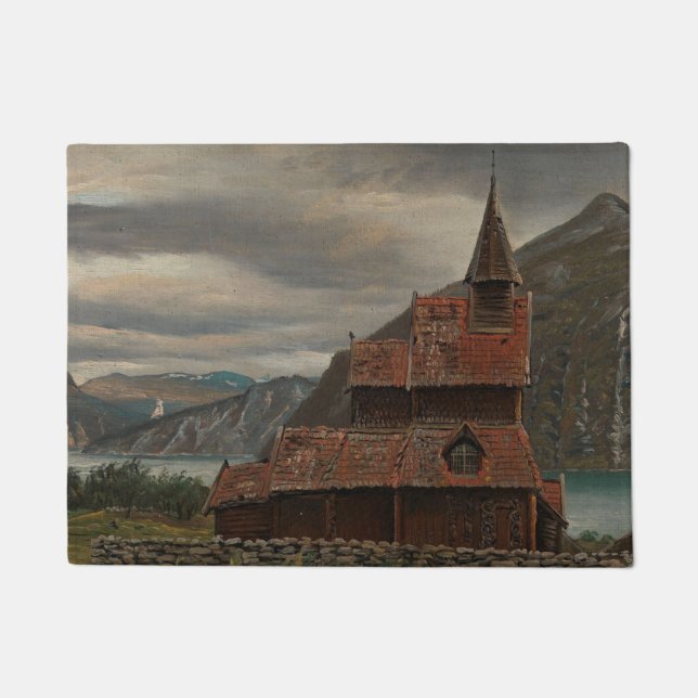 Felpudo Iglesia de la Stave de Noruega (por Knud Baade) (Anverso)