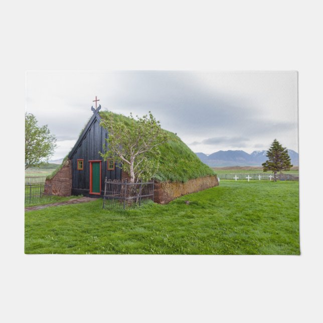 Felpudo Iglesia del Turf de Vidimyri en el norte de Island (Anverso)