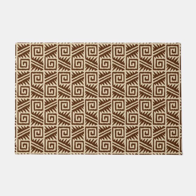Felpudo Ikat Aztec Tribal, Chocolate Brown y Tan (Anverso)